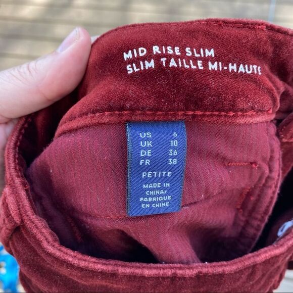 Lands End Mid Rise Slim Velvet Jeans Burgundy 6 - Picture 4 of 5
